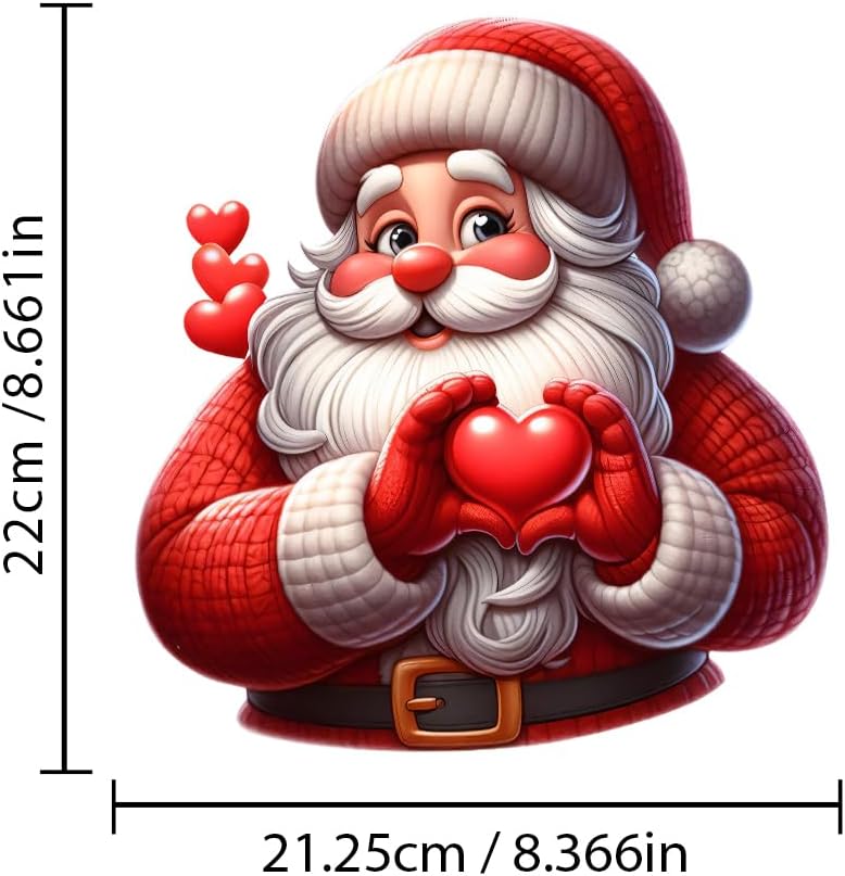 Iprokiu Christmas Toilet Sticker Funny Christmas Santa Claus Snowman Elf Toilet Seat Cover Decoration Waterproof Toilet Seat Lid Decal Bathroom Wall Sticker (Heart Santa Claus) - Image 4